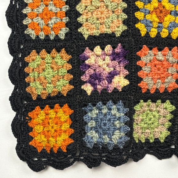 VTG Handmade Wool Afghan Roseanne Throw Sofa Blanket Granny Square 64" X 38" - Picture 3 of 15